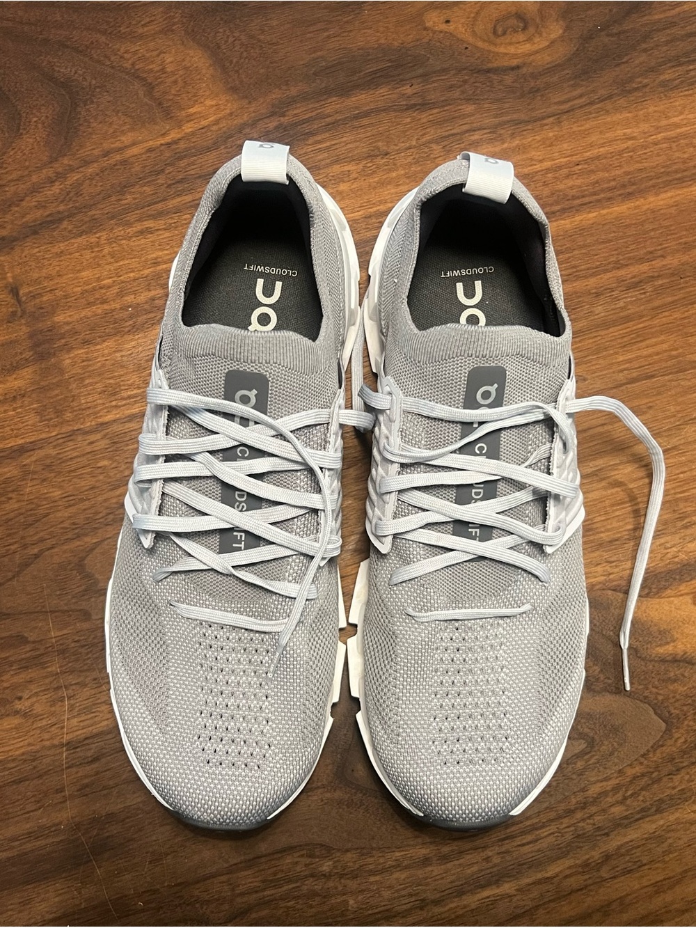 On Running Men's Athletic Shoes in Light Gray and White